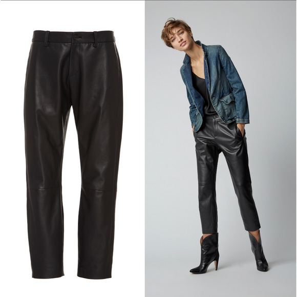 Nili Lotan 6 Lambskin Leather $1295 Straight Leg Tel Aviv Pants Paris Black NEW - Picture 13 of 13
